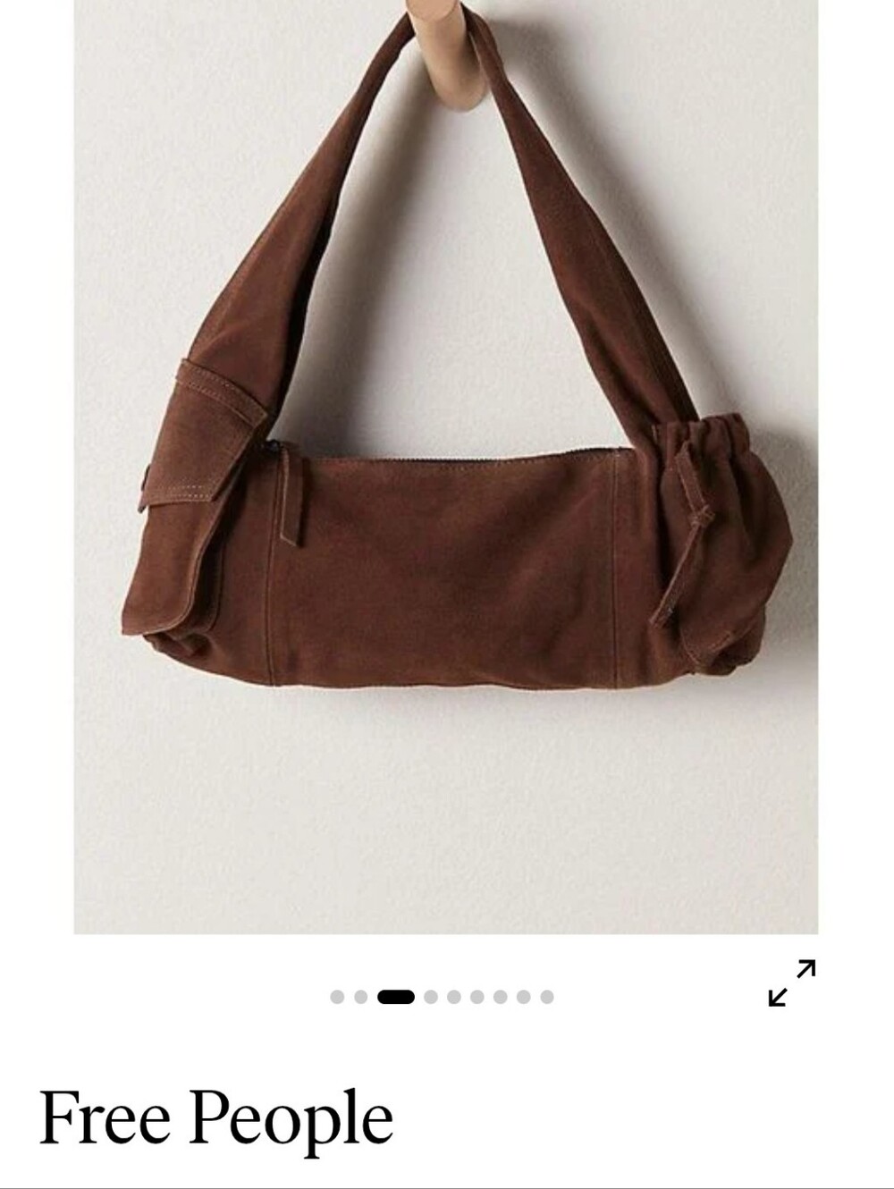 Free People Chocolate Brown Suede Shoulder Hobo